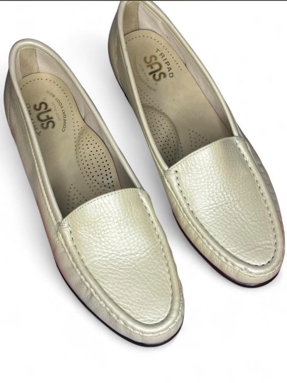 SAS Simplify Lusso 8 Pearl Bone Women's Low Top Flat Wedge Loafers Size 7